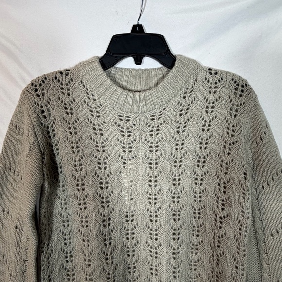 REVOLVE English Factory Eyelet Fuzzy Wool Knit Sweater. Gray. Size Small NWT - Picture 5 of 16